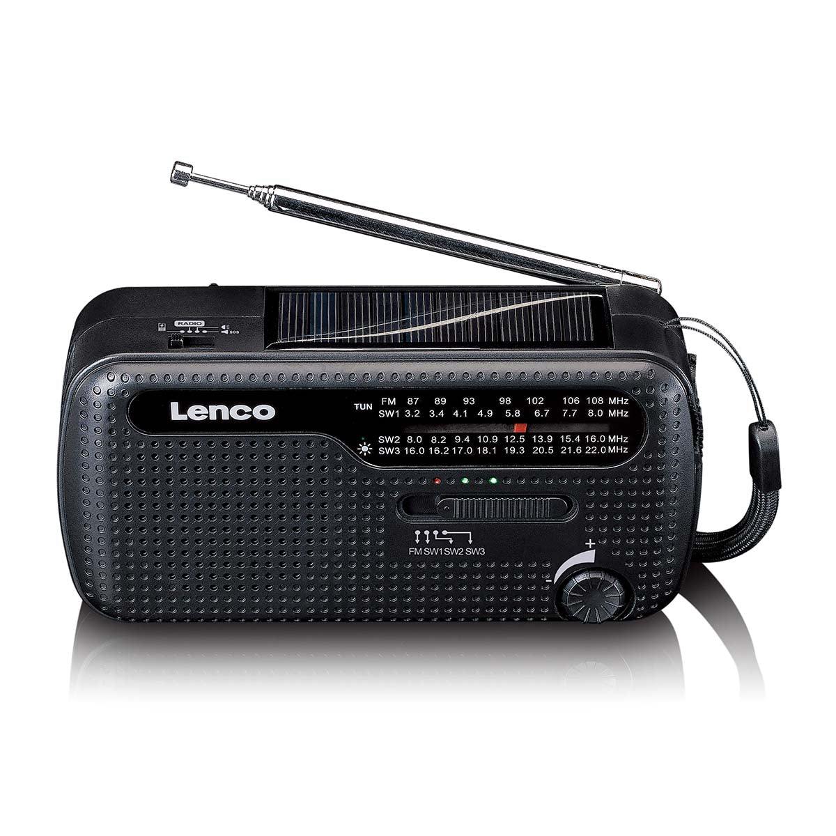 Lenco noodradio met zonnepaneel, handslinger en zaklamp