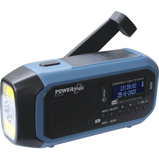 Powerplus Hyena DAB+ en FM noodradio met zaklamp, zonnepaneel en dynamo - Rampready