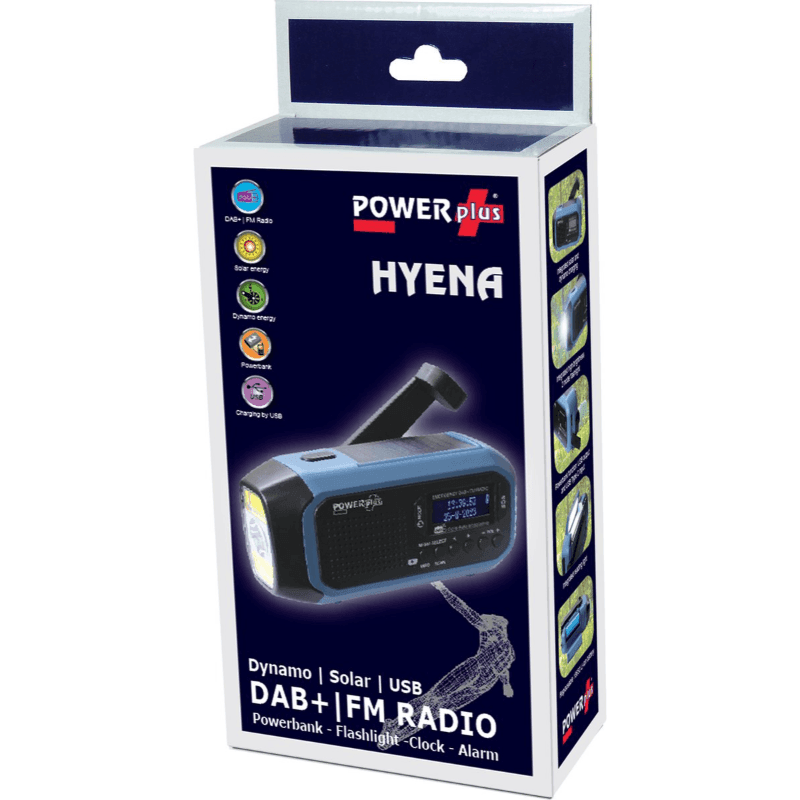 Powerplus Hyena DAB+ en FM noodradio met zaklamp, zonnepaneel en dynamo - Rampready
