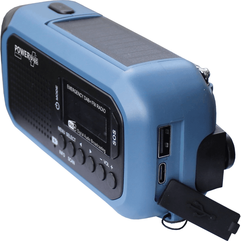 Powerplus Hyena DAB+ en FM noodradio met zaklamp, zonnepaneel en dynamo - Rampready