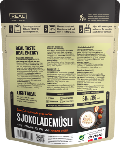 Real Turmat chocolademuesli achterkant