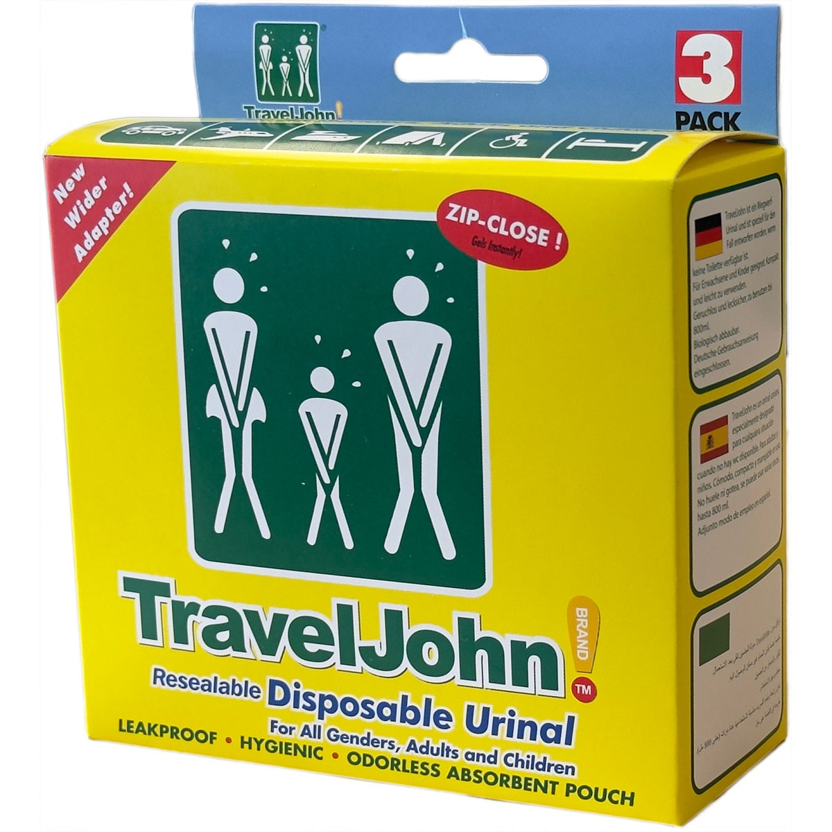 TravelJohn plazakjes 3 stuks PET inhoud 800ml 
