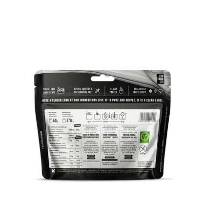 Lyofood	Creamy Tomato & Pepper Soup 370g achterkant