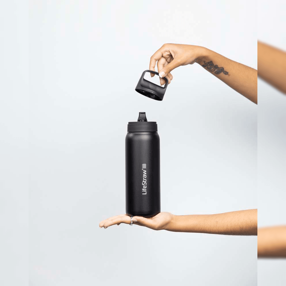 Lifestraw Go RVS drinkfles zwart dop