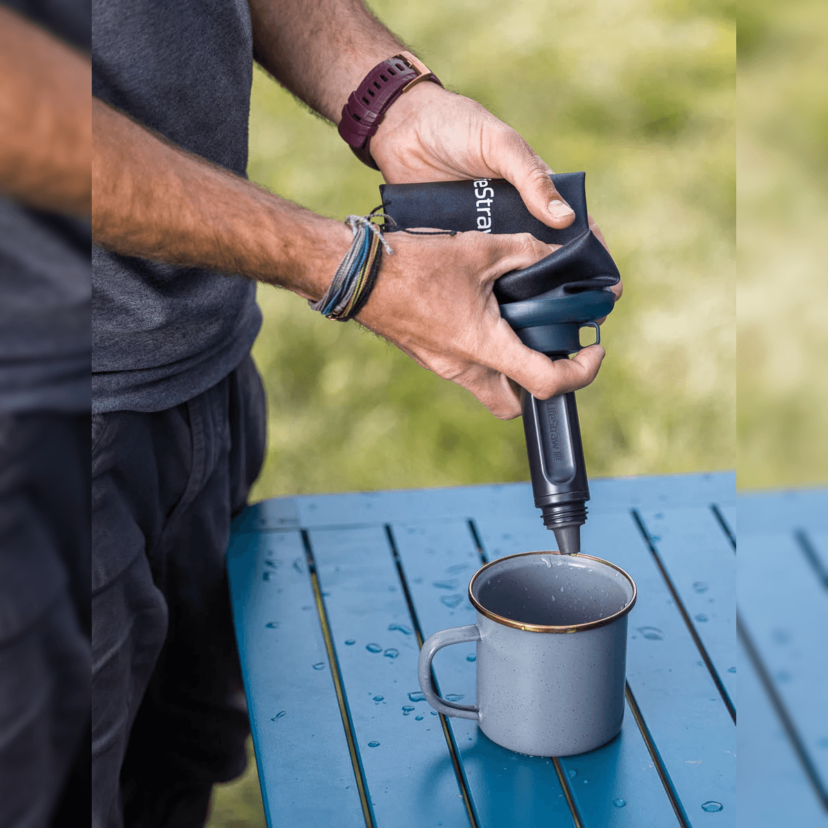 Lifestraw Peak series collapsible drinkzak met waterfilter gebruik