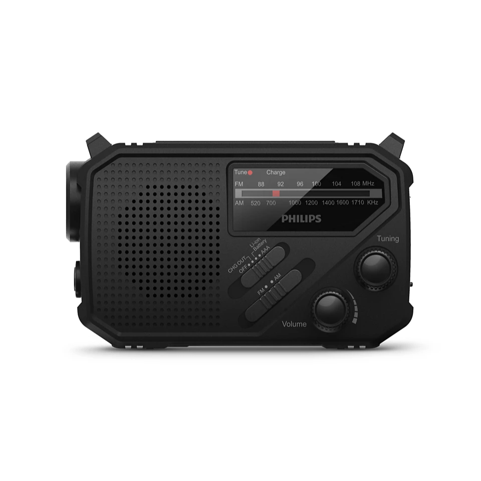 Philips TAR1609 noodradio met zonnepaneel, zaklamp, powerbank, sos en dynamo