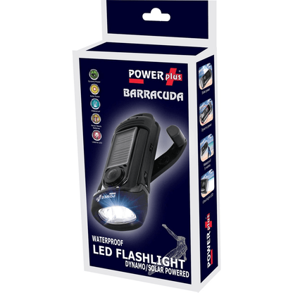 Powerplus barracuda: zaklamp met zonnepaneel en dynamo