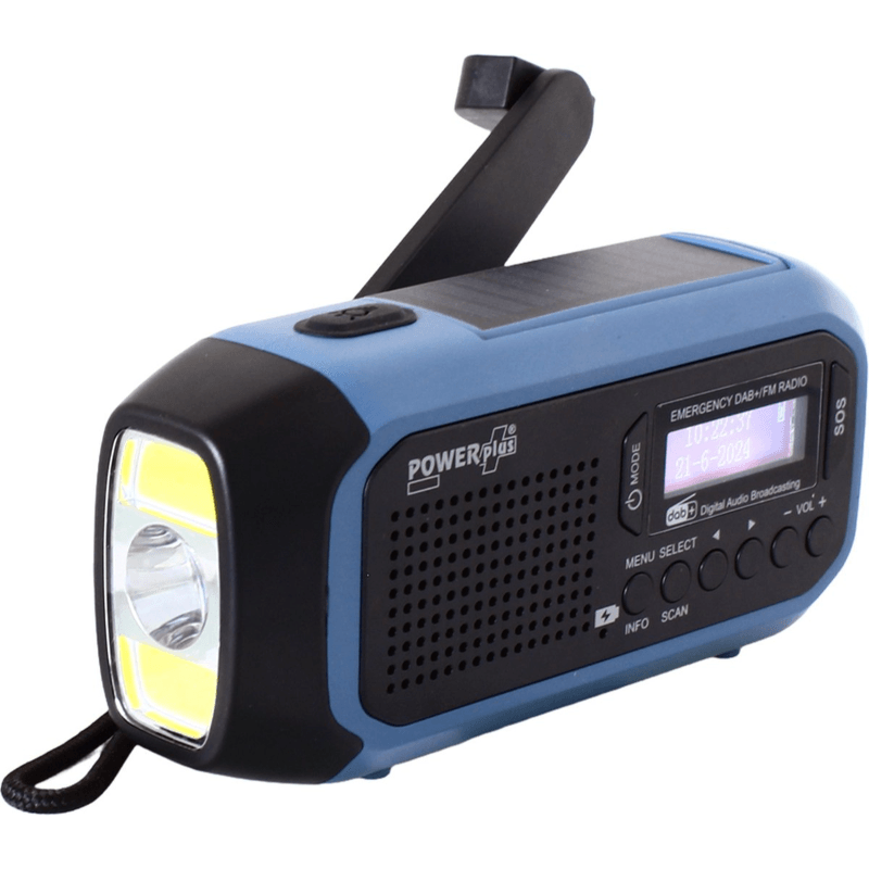 Powerplus Hyena DAB+ en FM noodradio met zaklamp, zonnepaneel en dynamo - Rampready