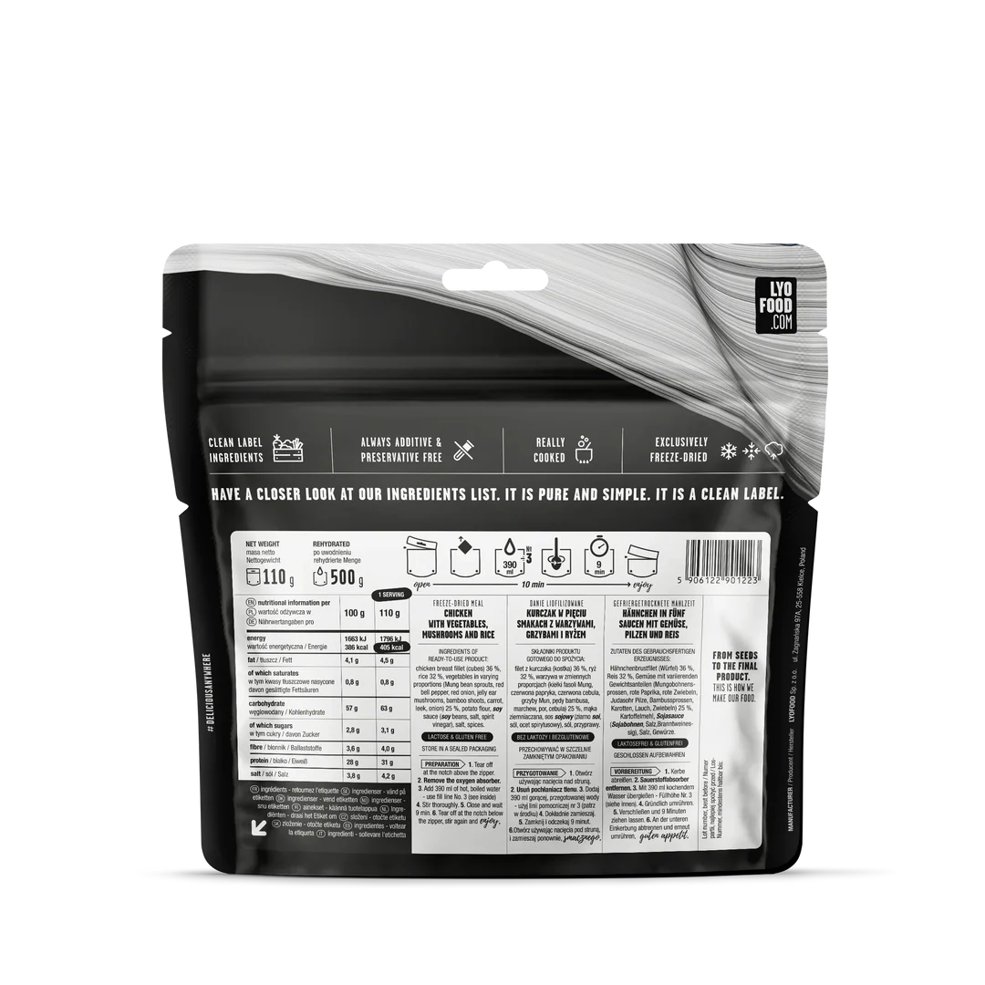 Lyofood	Five-Spice Chicken 500g
achterkant