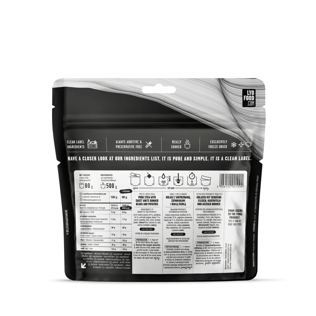 Lyofood	Goulash 500g
 achterkant