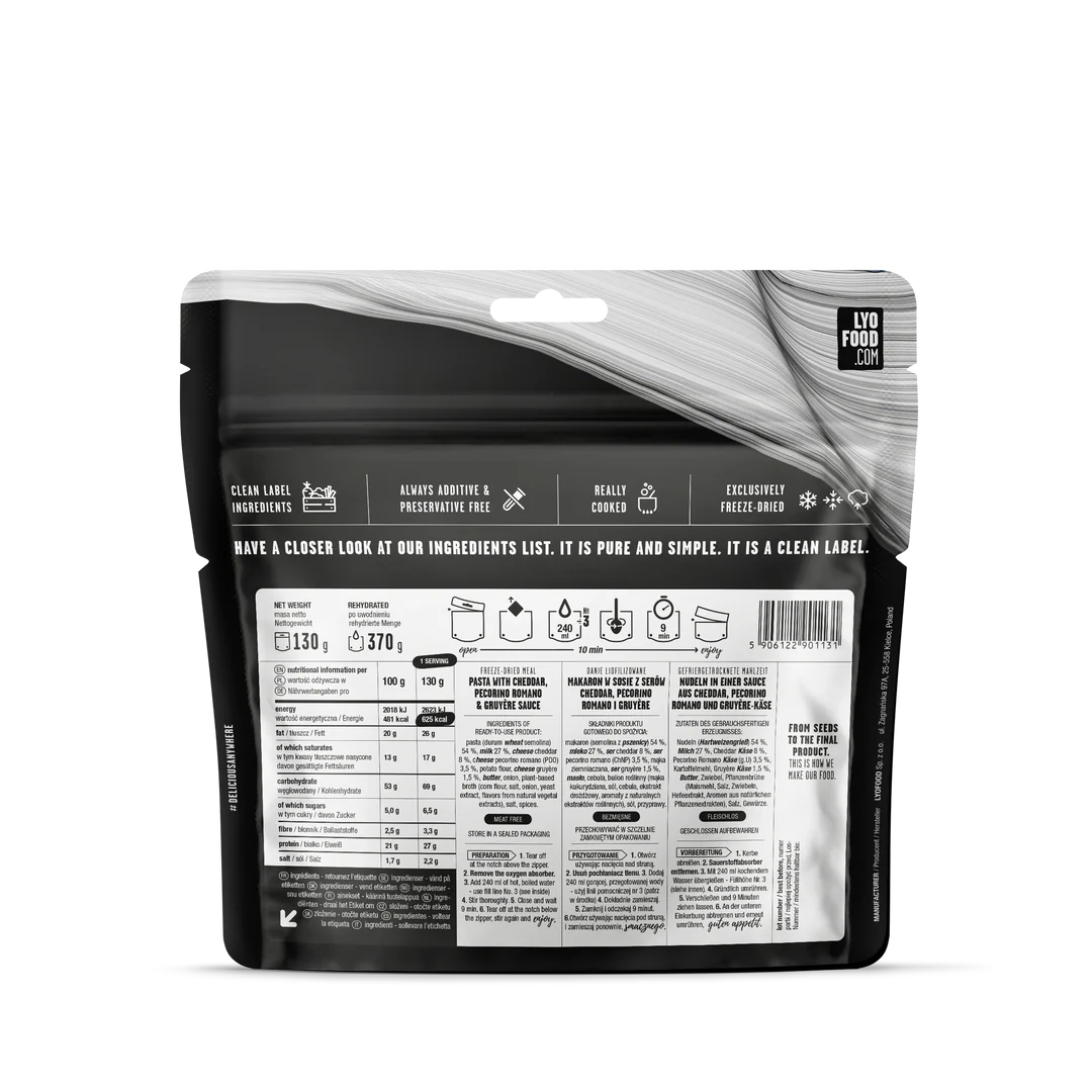 Lyofood	Mac & Cheese 370g
achterkant