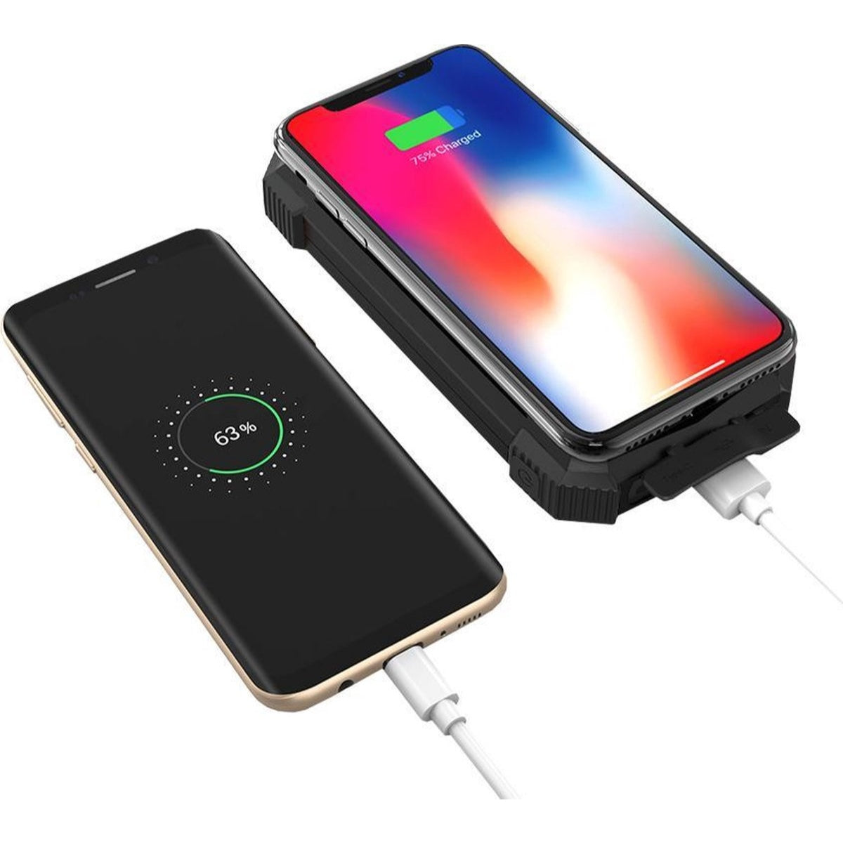 Powerplus Beluga waterdichte 10.000mah powerbank met zonnepaneel en ledlamp.gebruik