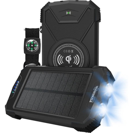 Powerplus Beluga waterdichte 10.000mah powerbank met zonnepaneel en ledlamp.